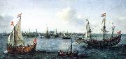 VROOM, Hendrick Cornelisz. The Harbour in Amsterdam we oil painting artist